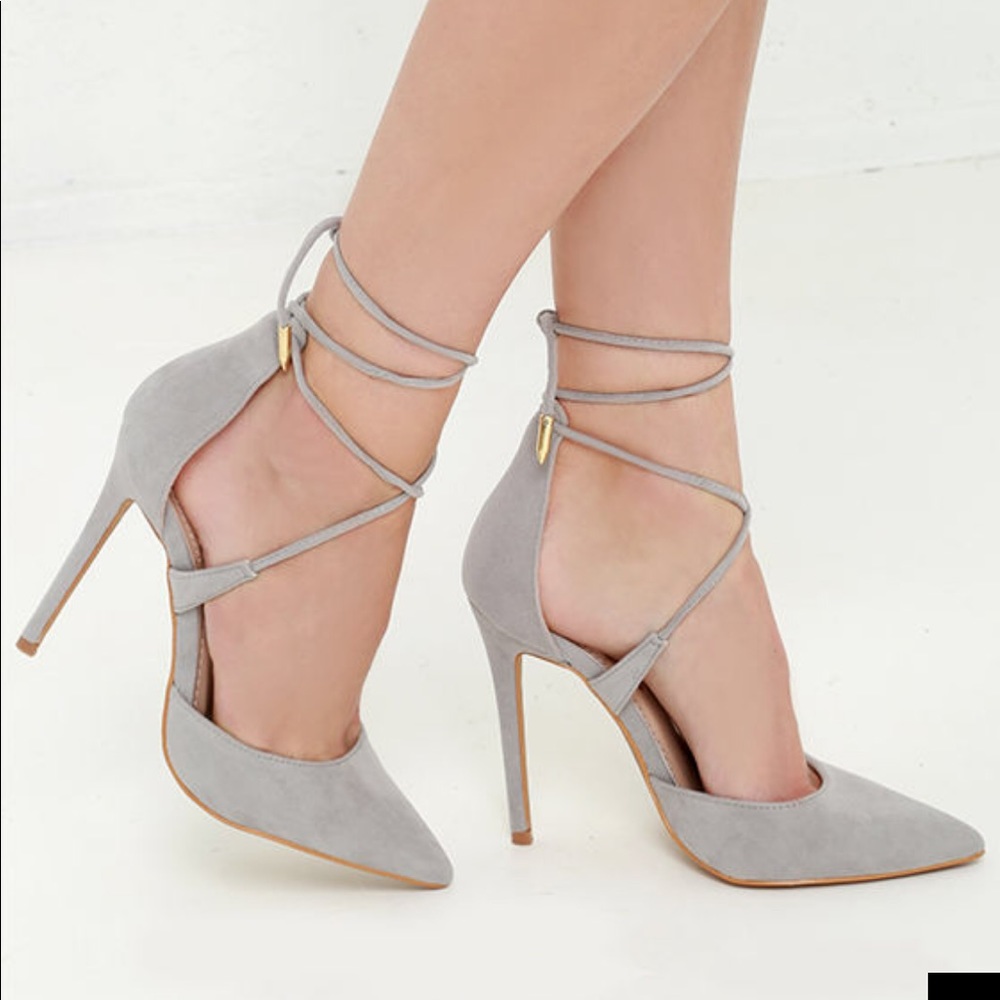 Lulu’s Michele grey lace up heel